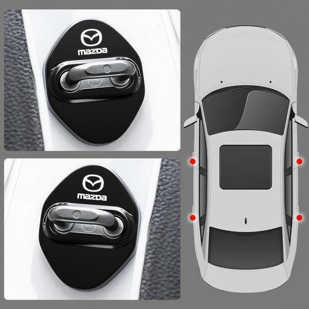 Mirhua Car Door Lock Accessories for Mazda Easy 304 Mirror Stainless Steel Exclusive Striker Black M6/M3/M2/M5 - Installation, Durable, Cover,