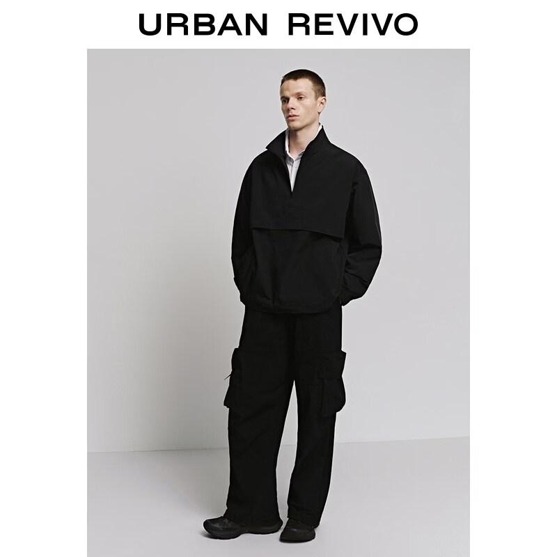 UR Men s Casual Half-Placket Pullover Shirt M чёрный