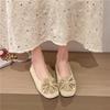 Low Heel Single Shoes Summer New Square Toe Shallow Mouth Rhinestone Flower Soft Sole Non-slip Low-top Shoes