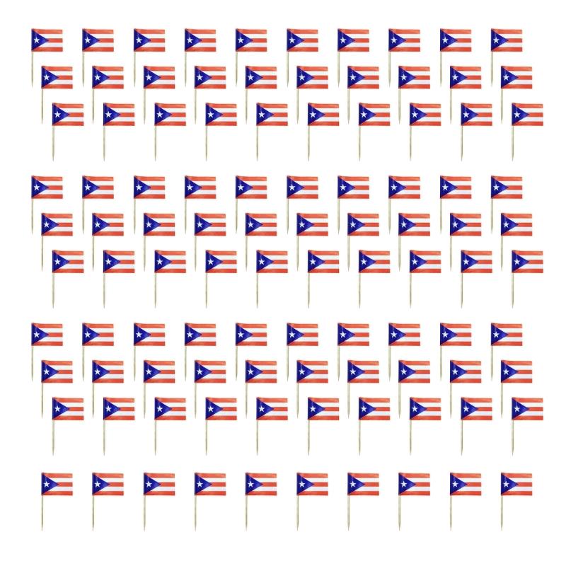 100Pcs Multicolor International Flag Toothpicks Cupcake Picks Cake Top Ornament For Desserts Display Festival Decoration