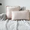 Inyahome Solid Color Velvet Throw Pompom Pillow Covers Pillowcase for Home Decor Sofa Living Room Bed Couch Farmhouse Outdoor