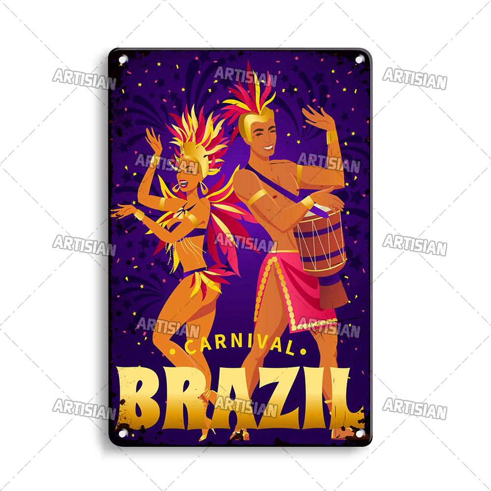 Nostalgic Brazil Metal Poster Vintage Travel Metal Tin Sign Decorative Plate Home Bar Studio Wall Decor Metal Plaque