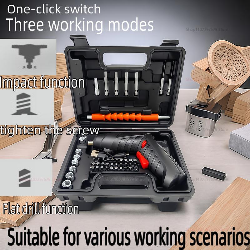 47PCS 3.6V Cordless Electric Screwdriver Set with 1800mAh Battery Portable Household Repair Tool for Home DIY Furniture Assembly