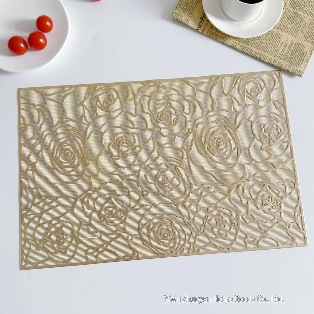 Hot Stamping Hollow-Out Rose Flower Dining Table Bowl Mat