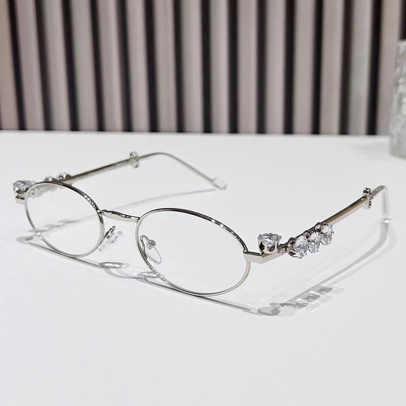 Women Men Metal Blue Light Blocking Small Oval Glasses Frame Lightweight Fashionable Eyewear for Daily Computer Use