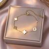 European & American Drip Oil Four-Leaf Clover Titanium Steel Bracelet - Women's Luxurious High-End Jewelry, Non-Fading