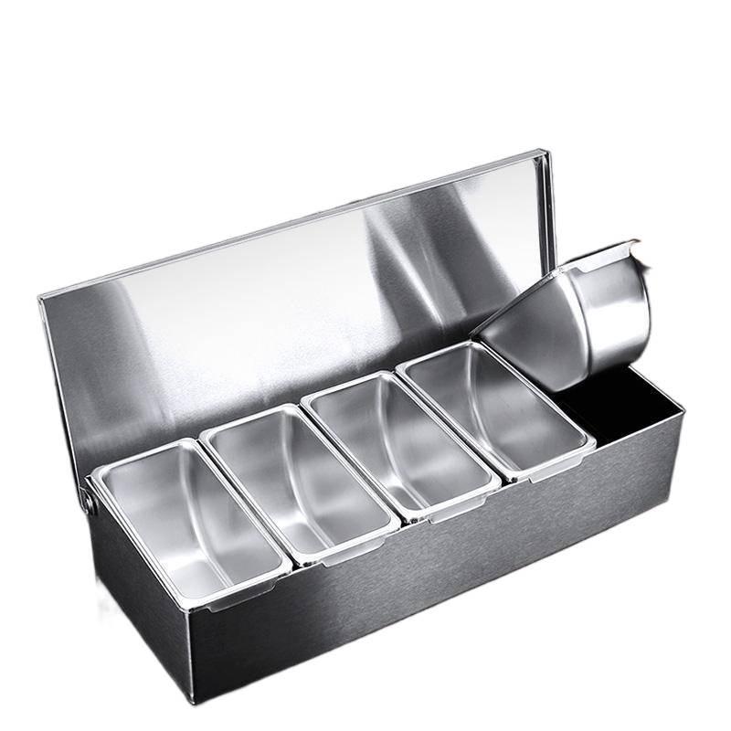 Stainless Steel Spice & Seasoning Box with Lid for Kitchen or Restaurant Use