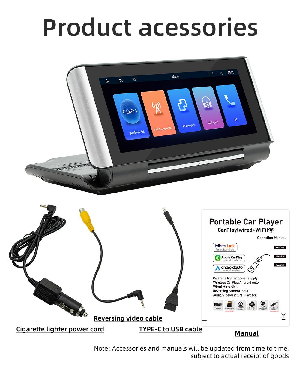 

TOYOUSONIC 6,7-дюймовый автомобильный радиоприемник с поворотным экраном на 180°, универсальный мультимедийный проигрыватель Carplay Android Auto BT FM MP5 Autoradio Stereo