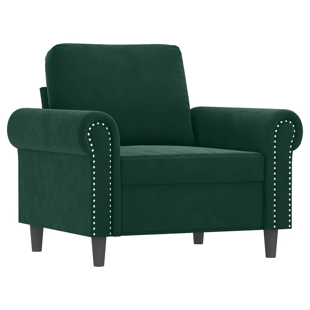Vidaxl 3-Cz. Relaxation Set With Cushions, Dark Green, Velvet