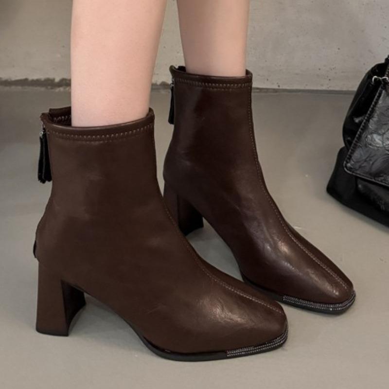 Fashion High Heels Women's Chunky Ankle Boots 2025 Desigenr Elegant Shoes Fashion Dress Pumps Classical Party New Trends Botas De Mujer