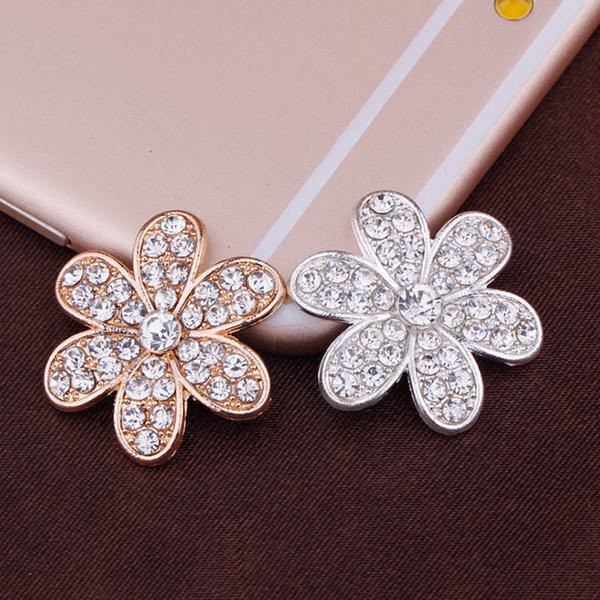 Engood 50Pcs Six-leaf Flower Rhinestone Buckles Sewing Trim & Embellishments Craft Button for Wedding Hair DIY Accessories LP52
