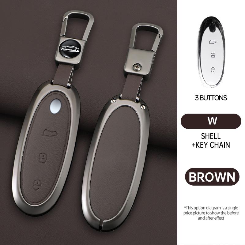 Zinc Alloy + Leather Car Key Case Cover Shell For Dongfeng Nammi 01New Engery High Level Keychain Protective Accessories