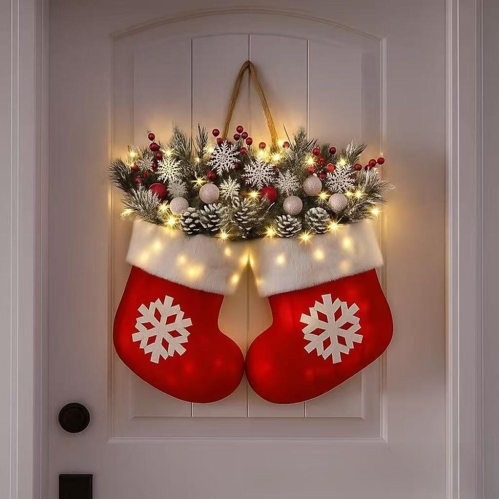 Rote Beeren Weihnachtsmittwoch-Kranz Funkelnde Künstliche Girlande Kranz Weihnachtsschmuck Mitten Wreath beige