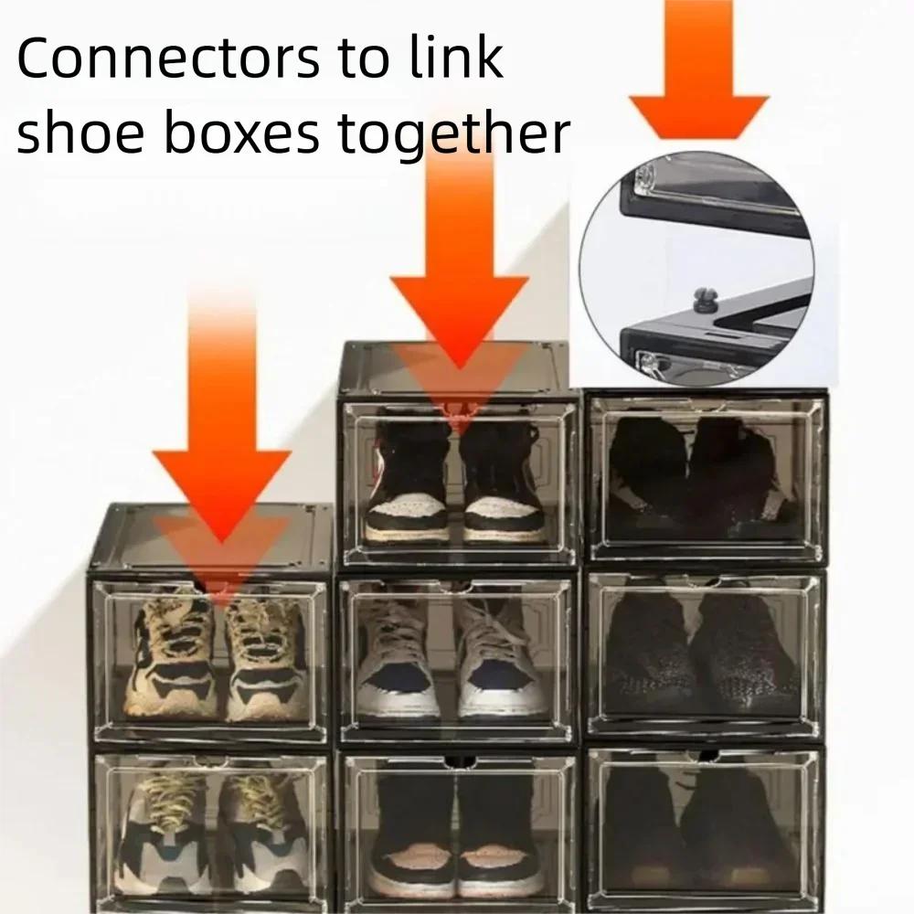New Transparent Basketball Shoe Box Acrylic Dust-proof Storage Box with Suction Anti-oxidation Shoe Cabinet Household Dormitory