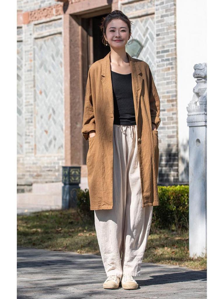 Women's Vintage Cotton-Linen Loose Lapel Shirt - Artistic Casual Style