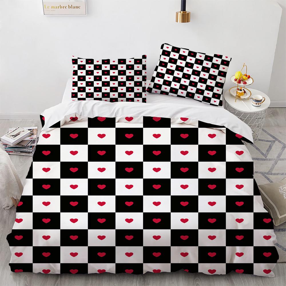 Plaid Duvet Cover Queen Bedding Set for Boys Girls Kids Women Men Modern Geometric Colourful Grid Plaid Polyester Comforter Set
