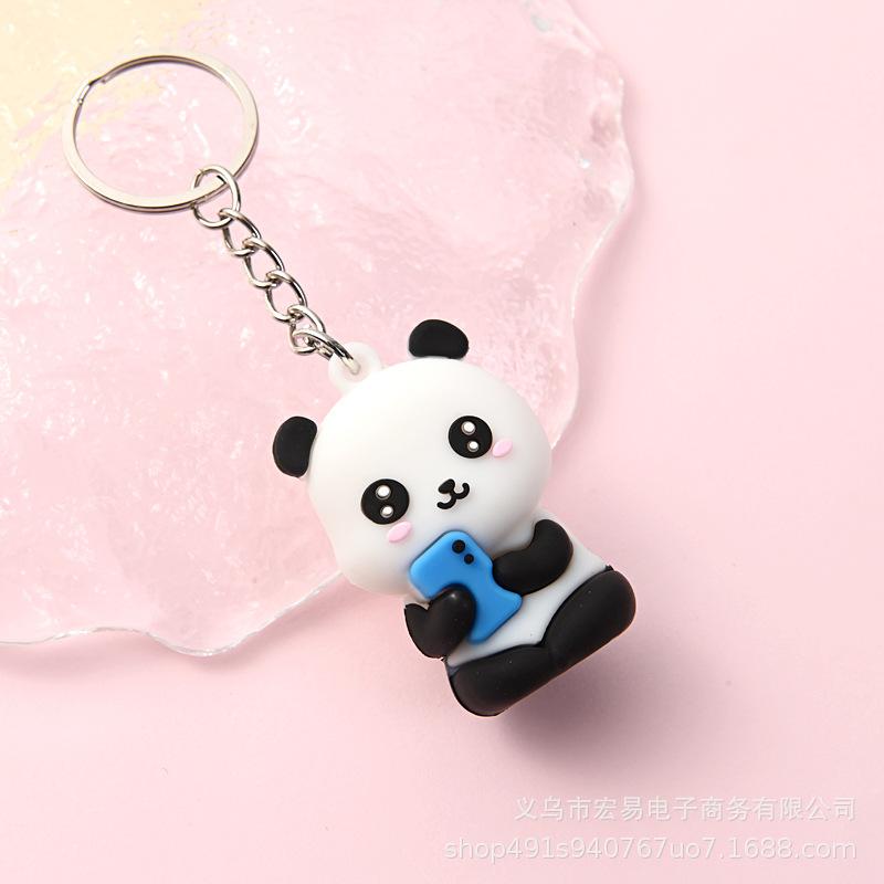 

2023Novelties Cute Cartoon Couple Panda Keychain Pendant Car Bag Key Chains for Women Jewelry Gift 5cm синій