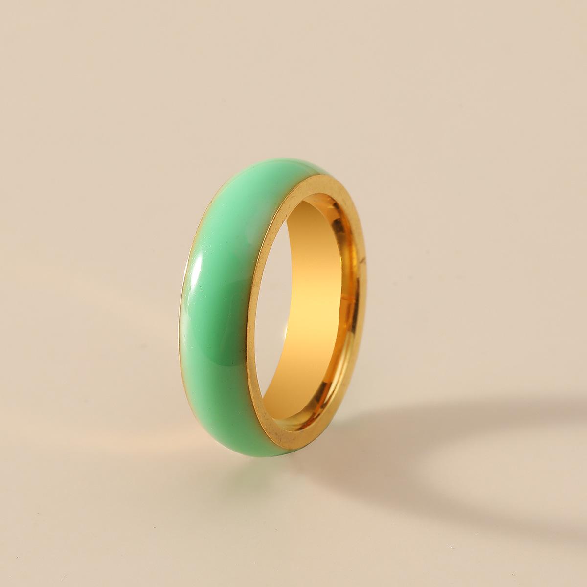 Green Stainless Steel Ring - European  American Fashion Jewelry Size 8