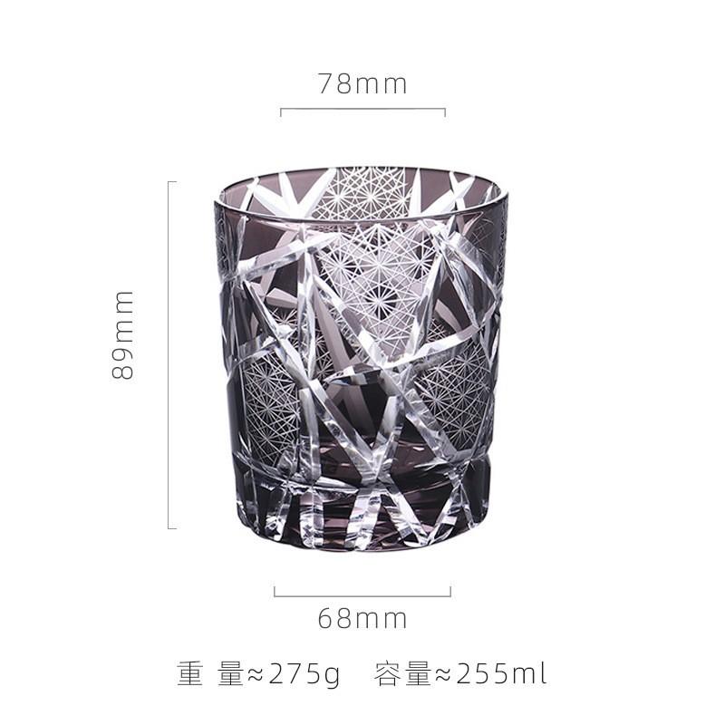 Japanese Hand Carved Edo Kiriko Crystal Glass Whiskey Cup For Men Collectible Barware