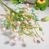 Artificial Easter Stem Fake Twig Branch with Pastel Eggs Green Leaves Spring Floral Picks