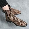 2024 Leopard Print Pattern Mid-Calf Ankle Boots Fashion Cowboy Boots Outdoor Men Boots Original Short Boots Designer Men's Shoes