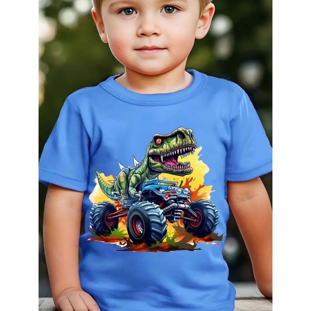 Children's T-shirt dinosaur pattern boys' clothing casual O-neck boys' T-shirt street fashion top children's clothing