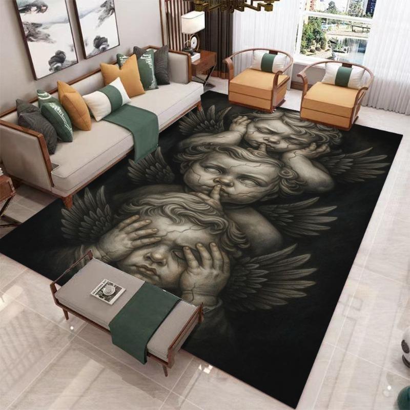 Heavenly Angels Carpet Mat Divine Light Celestial Earth Living Room Rug with Ethereal Clouds Design Home Decoration Bedroom