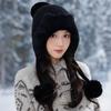 New Fleece Warm Knitted Hat Autumn and Winter Thickened Pullover Ear Protector Wool Fleece Hat Women's Hairball Hat