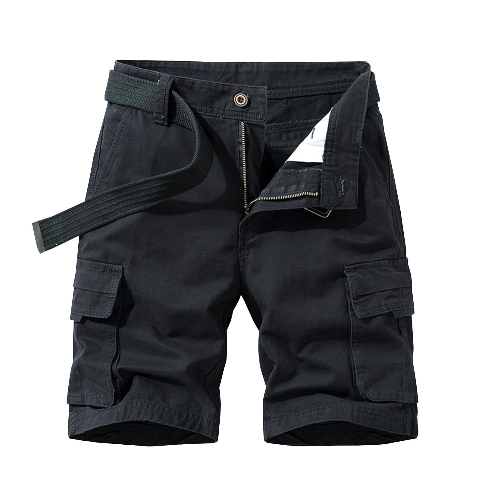 

Мужские летние шорты-карго с несколькими карманами. Мужские повседневные модные однотонные свободные шорты-карго. 34 чёрный