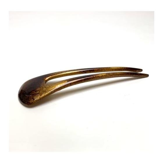 French Hairpin Comb - Elegant Gold Finish, Versatile for Kimono and Western Outfits, Mystical Surface Design, Small Size