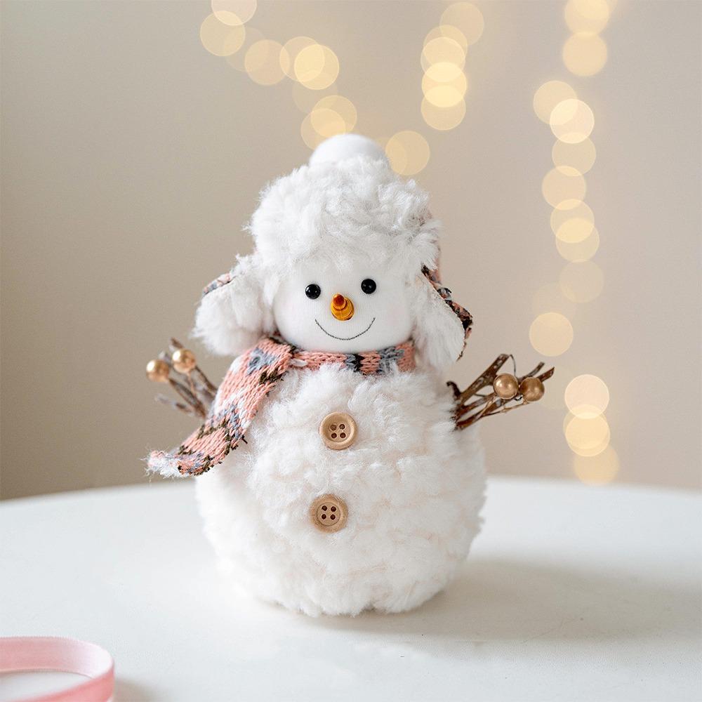Round Hat Christmas Snowman Ornaments Knitted Snowman Statue Cute Xmas Decoration  Festivals