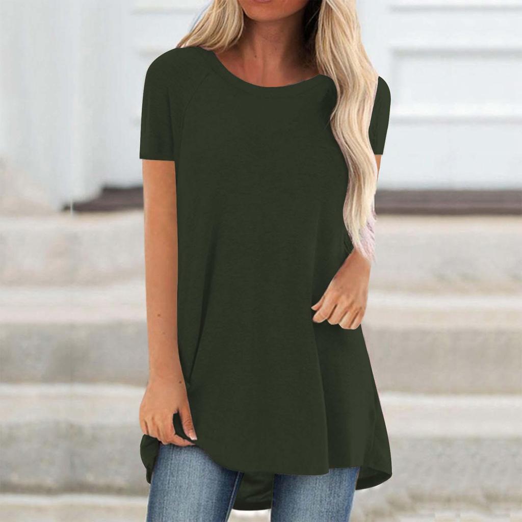 2024 Summer Plus Size Women’s Round Neck T-Shirt, Solid Color, Southeast Asian Fashion