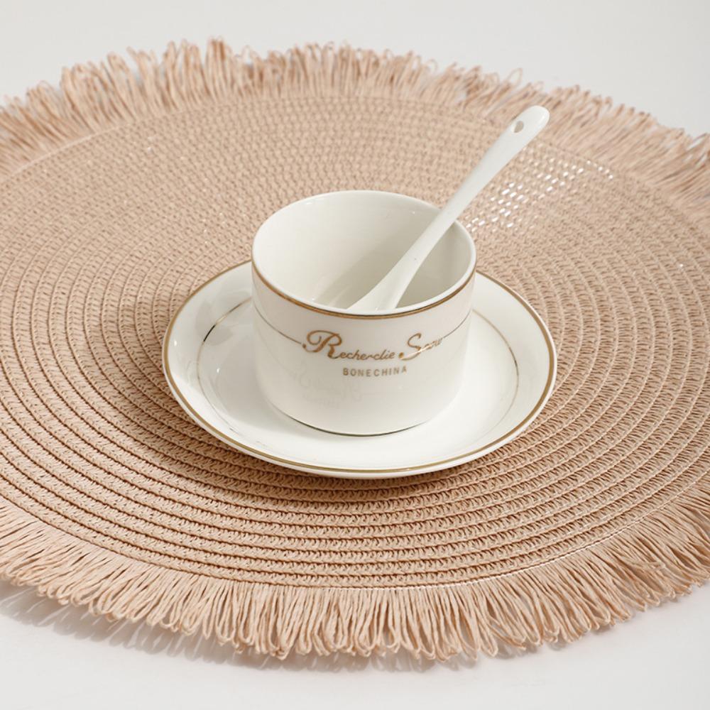 Paper Heat Resistant Place Mat Round Bowl Mat Kitchen Accessories Braided Placemat  Home
