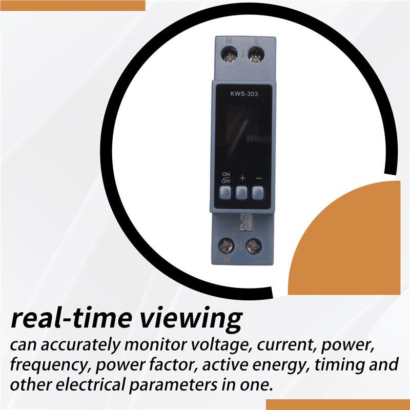 ABJI-AC Voltmeter Ammeter Wattmeter Din Rail Mount Energy Meter AC 80-290V Kwh Power Meter LED Digital Display Detector