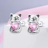 New 925 Silver Ear Jewelry Cats Dogs Cute Pets Design Stud Earrings Trendy Female Luxury Fine Engagement Wedding Earring