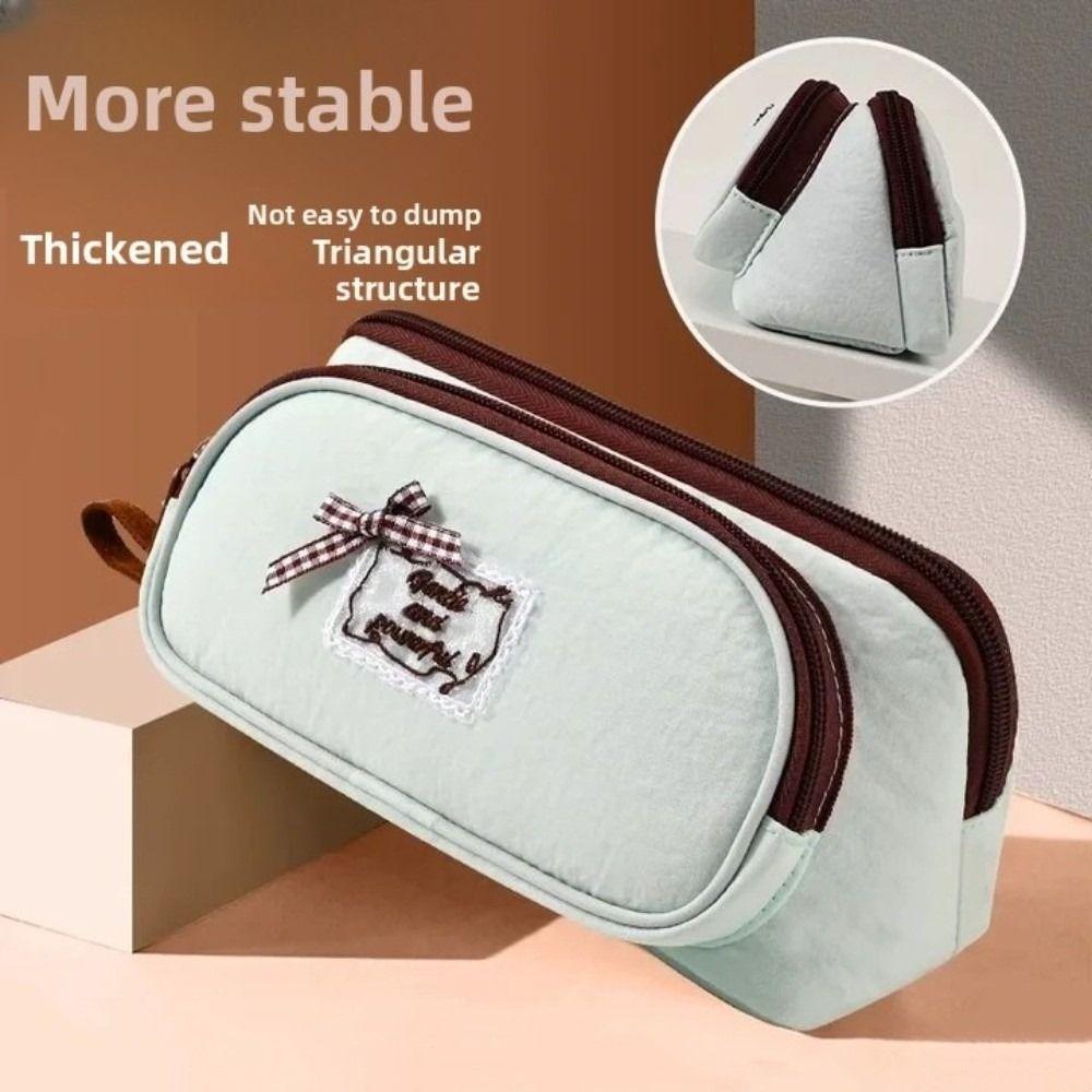 Bowknot Korean Style Pen Pouch Triangle Pencil Bag Cosmetic Pouch Pencil Case  Student Stationery