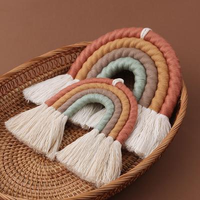 Rainbow Wall Hanging Ornament Handmade Weaving Macrame Home Decoration for Nursery Kids Room