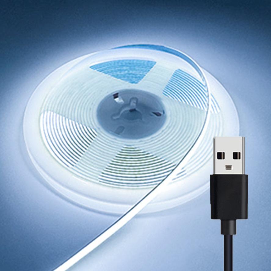 320 400LEDs 3/5/8MM 5V High Density Light Strip Dimmable COB LED Flexible COB Tape Light Bar TV Kitchen Bedroom Decoration