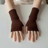 Solid Color Half Finger Mitten Soft Fingerless Gloves New Knitted Gloves  for Work Study