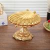 European Fruit Plate,Golden Alloy Exquisite Luxury Shell Shape Tall Feet Tray,Food Snack Candy Disc,Wedding Desktop Decoration