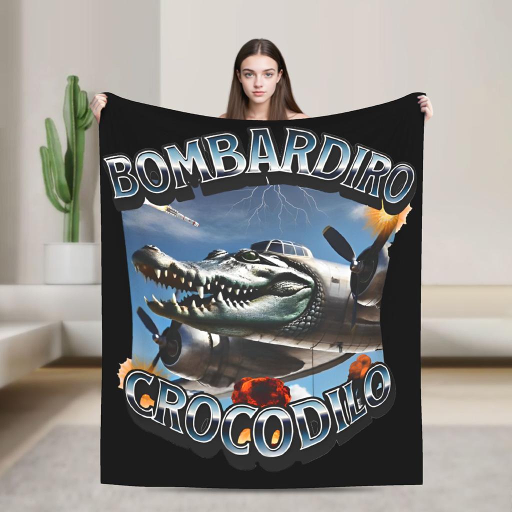 Tung Sahur Funny Blanket Fleece Summer Winter Italian Brainrot Multi-function Warm Throw Blanket for Home Bedroom Rug Piece