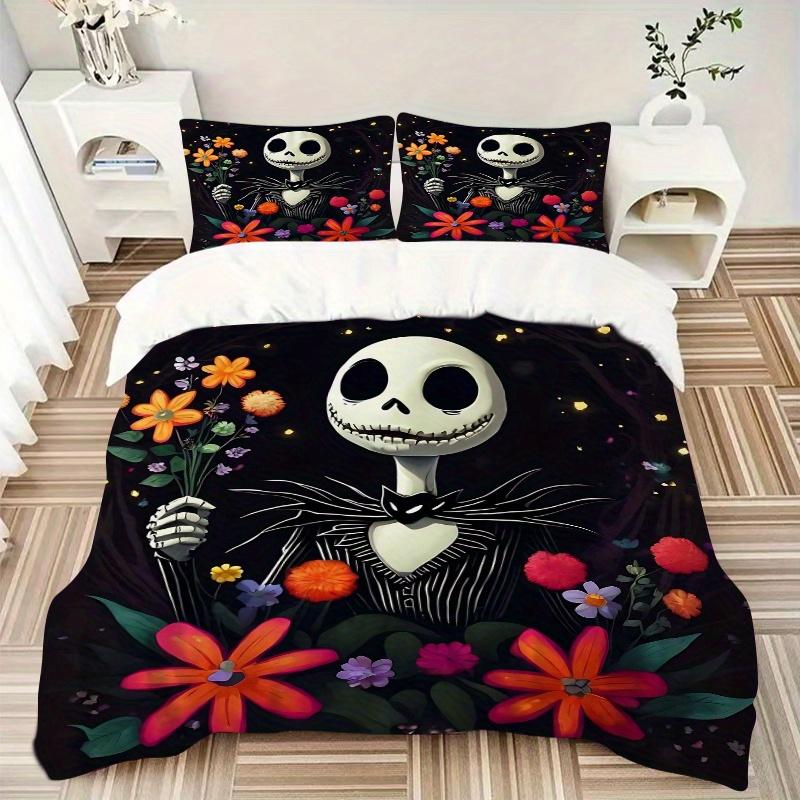 3pcs Jack and Flower Bedding Set Includes Quilt Cover and Pillowcases, Suitable for All Seasons B050