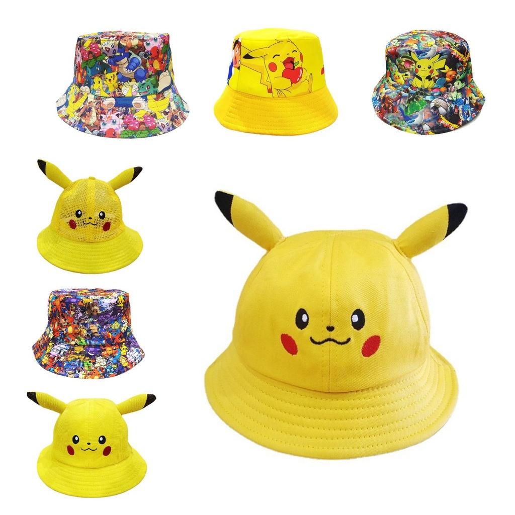 Cartoon Outdoor Pikachu Fisherman Sunshade Matching Hat Net Hat Adult Children