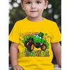 Tamanhos Europeus Meninos St. Camiseta do Dia de São Patrício - Manga Curta Caminhão Irlandês e Camiseta Estampada com Quatro, Verão e Festas Irlandesas (NY-DX3440)