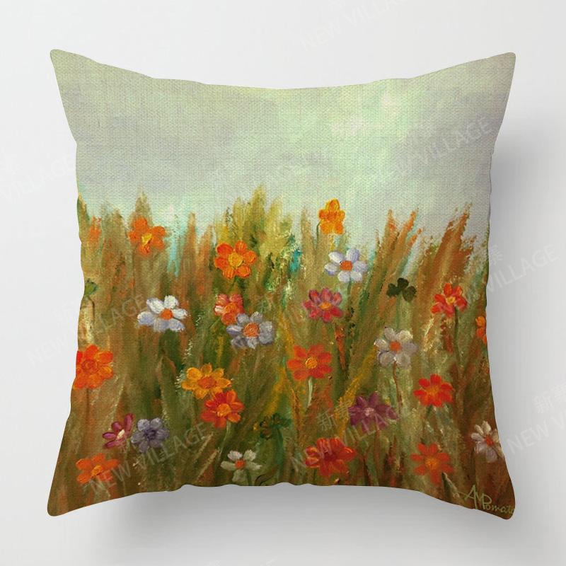 Vibrant Garden Pillowcases  Colorful Floral Designs for Home Decor Perfect Spring Gift with Trees Flowers  Moon Scenes
