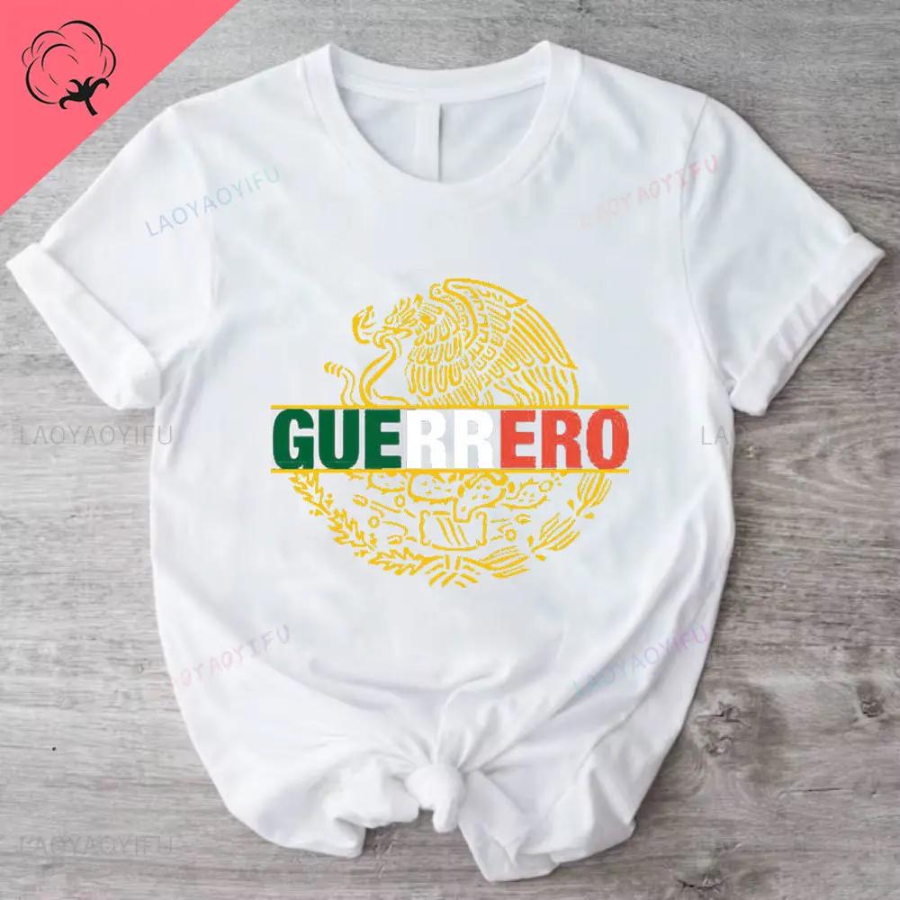 Mexican Flag Cotton T Shirt A Divine Eagle Holding A Snake in Its Beak Print Unisex Women Tshirt Hispanic Heritage Month Gifts