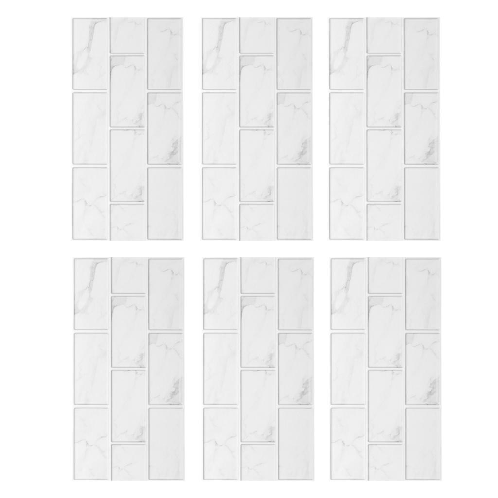 6Pcs Innovative Tiles Sticker Brick Pattern Wall Decal Sticker for Home Living Room Decor