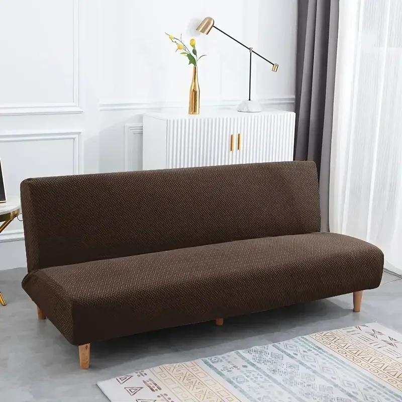 Solid Color Jacquard Sofa Bed Cover Without Armrest Folding Sofa Covers Stretch Couch Slipcovers for Living Room Home Furniture