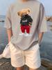Sports Cartoon Bear Wearing Mask Prints TShirts Womens Summer Cotton Short Sleeve Tees ONeck Soft Loose Tops Casual Clothes