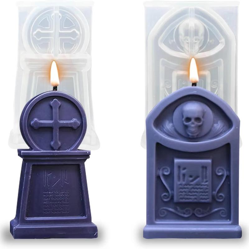 2-Piece Halloween Silicone Candle Mold for DIY Resin Casting, Aromatherapy Candles, Wax, Plaster, and Polymer Clay Decorations